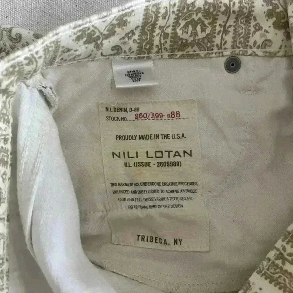 NILI LOTAN Mid Rise Khaki Wallpaper Print Denim Floral Size 29 Shipped via USPS - Picture 5 of 11